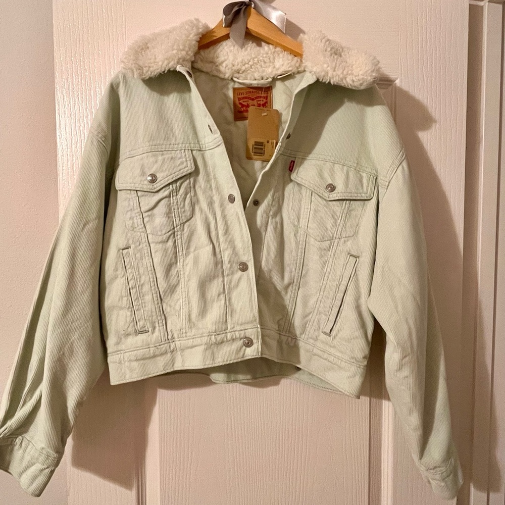 Levi's Women's Light Green Sherpa Jean Jacket